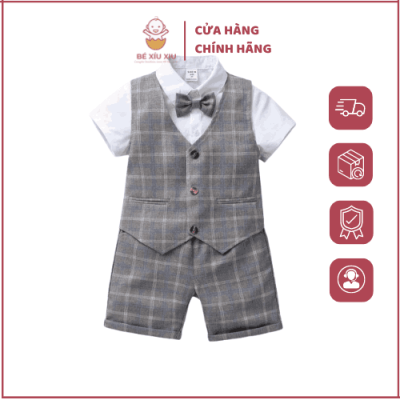 Quần áo mặc Tết cho bé trai set vest